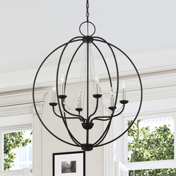 Gracie Oaks Ledjon 6 - Light Dimmable Globe Chandelier & Reviews | Wayfair