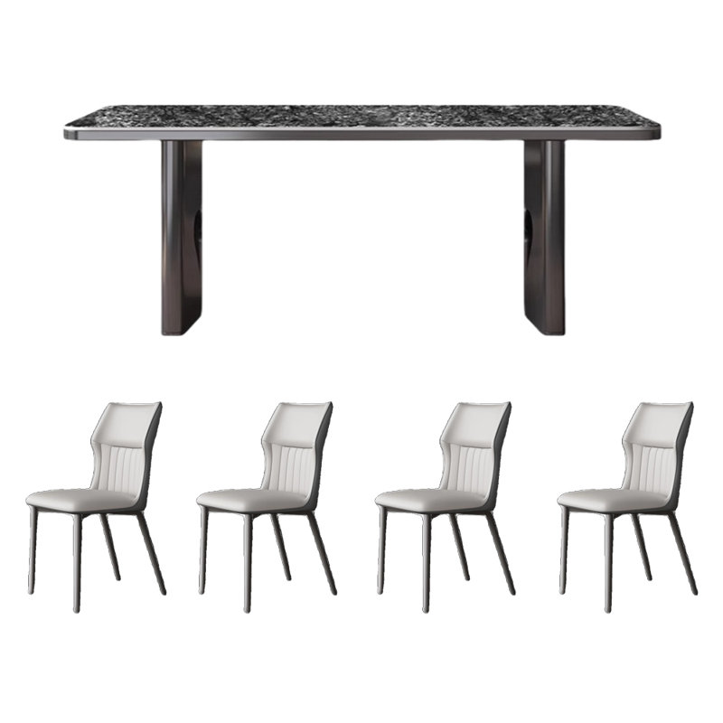 Table et chaise de maison légère et luxueuse, Noir, noir, noir, noir, 5
