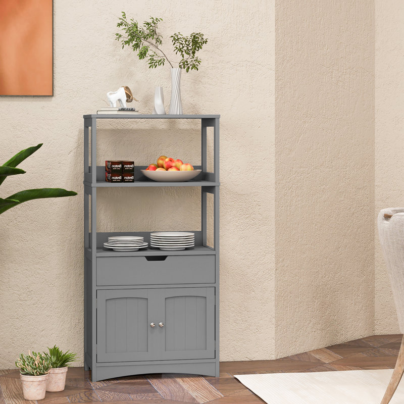 Armoire de salle de bain sur pied l 24 po x H 48 po x P 13 po Grossi, gris