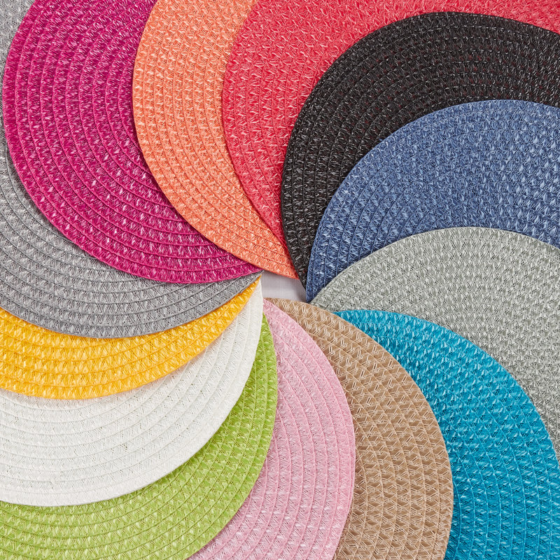 Fuchsia Round Woven Fabric Placemats Set of 4