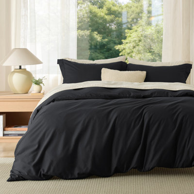 Bedsure Black Duvet Cover Cal King Size - Soft Double Brushed Bedding Set for Kids & Adults（Set of 3）