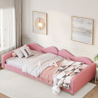 Daybed Upholstered Elegant Daybed With Cloud-shaped Backrest And Two Armrests by Lark Manor