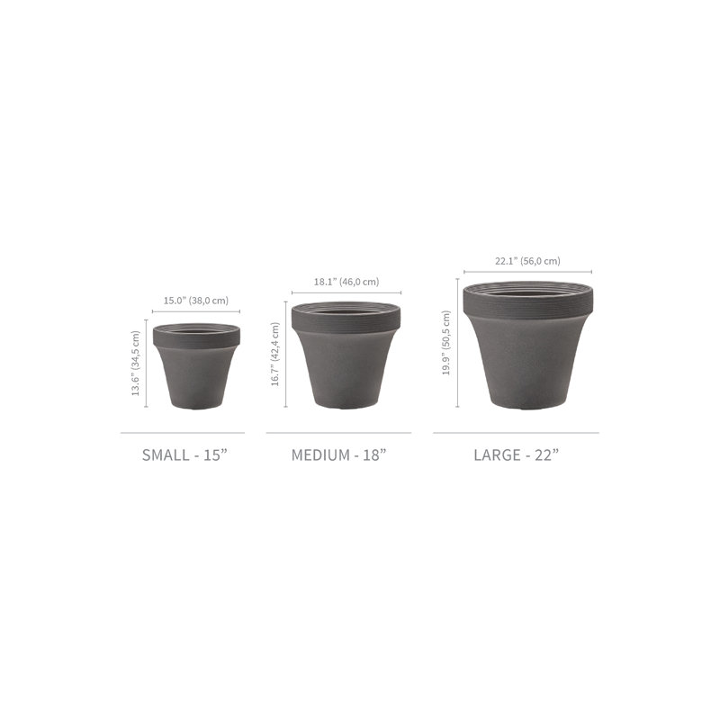 Pot de fleurs en plastique recyclé Ridge intérieur / extérieur Ridge, H 22 po x l 22 po x P 22 po, Automne