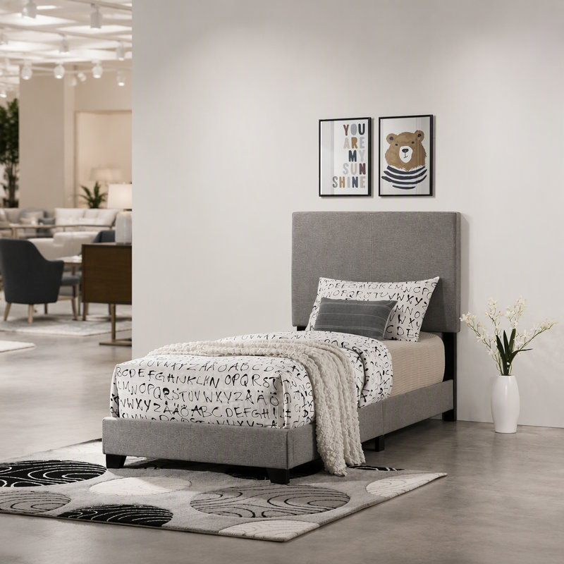 Lit double rembourré Efram Taupe, Twin