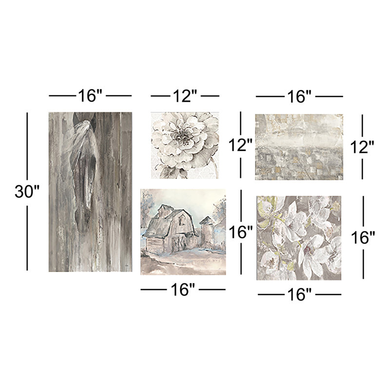 Ensemble d'art mural traditionnel 5 pièces - Collection Farmhouse