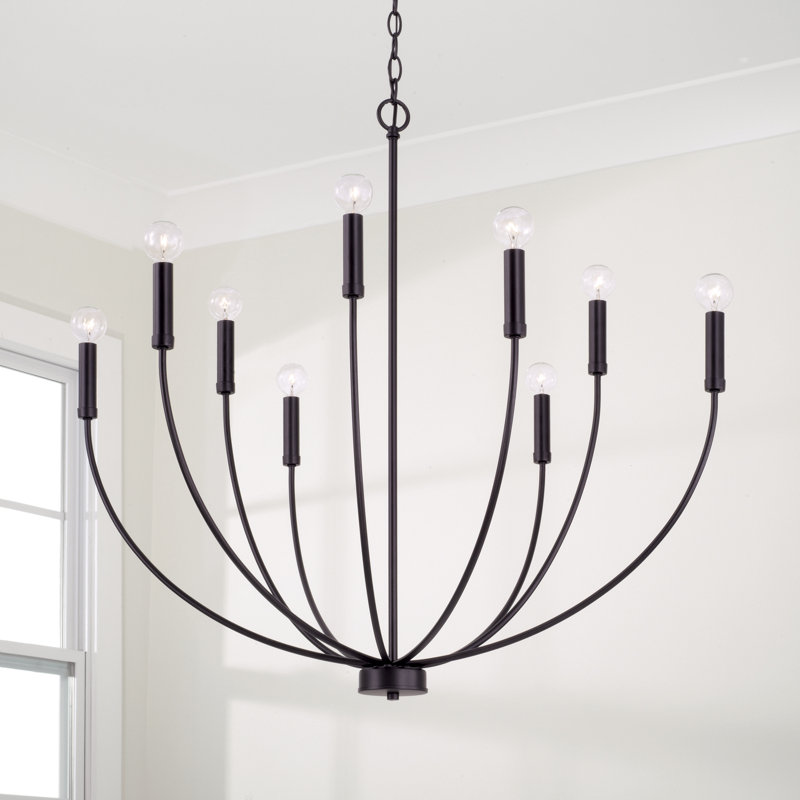 Ansley Matte Black 9-Light Metal Candle Chandelier