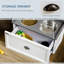 Grand dispositif d'alimentation pour chien - bols et rangement surélevés robustes, rangement central blanc pour grands