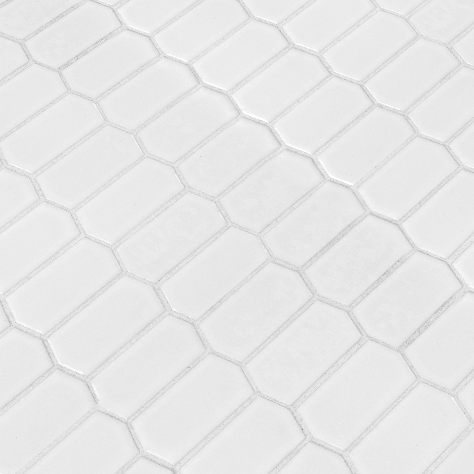 Silica White Spire 11 in. x 14 in. Glossy Porcelain Mosaic Floor and Wall Tile