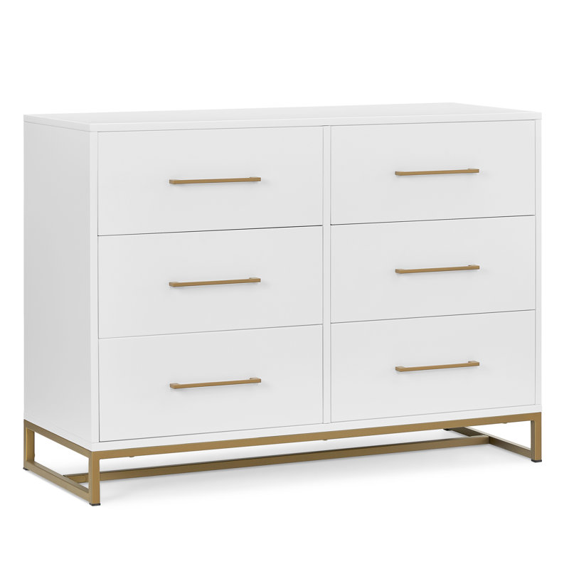 Delta Children Jade 6 Drawer Dresser With Interlocking Drawer System, White