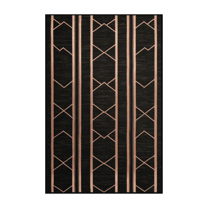 Tapis noir en treillis lavable à la machine, Rectangulaire 2 pi x 3 pi