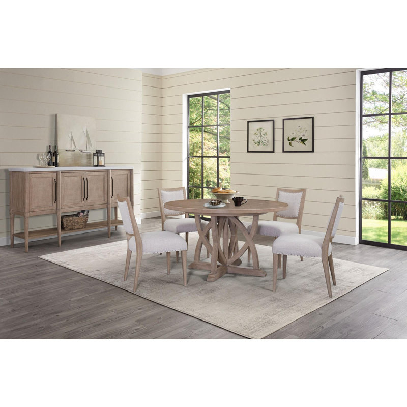 Table ronde extensible de 54 po avec 4 chaises et plateau supérieur 6 pièces