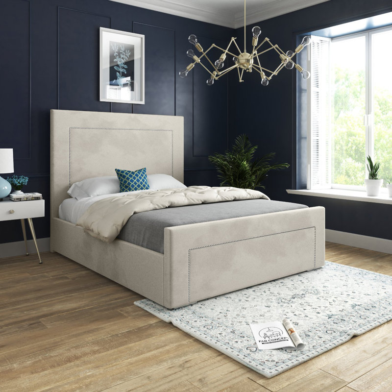 Anastasika Upholstered Bed, Double (4'6), Beige