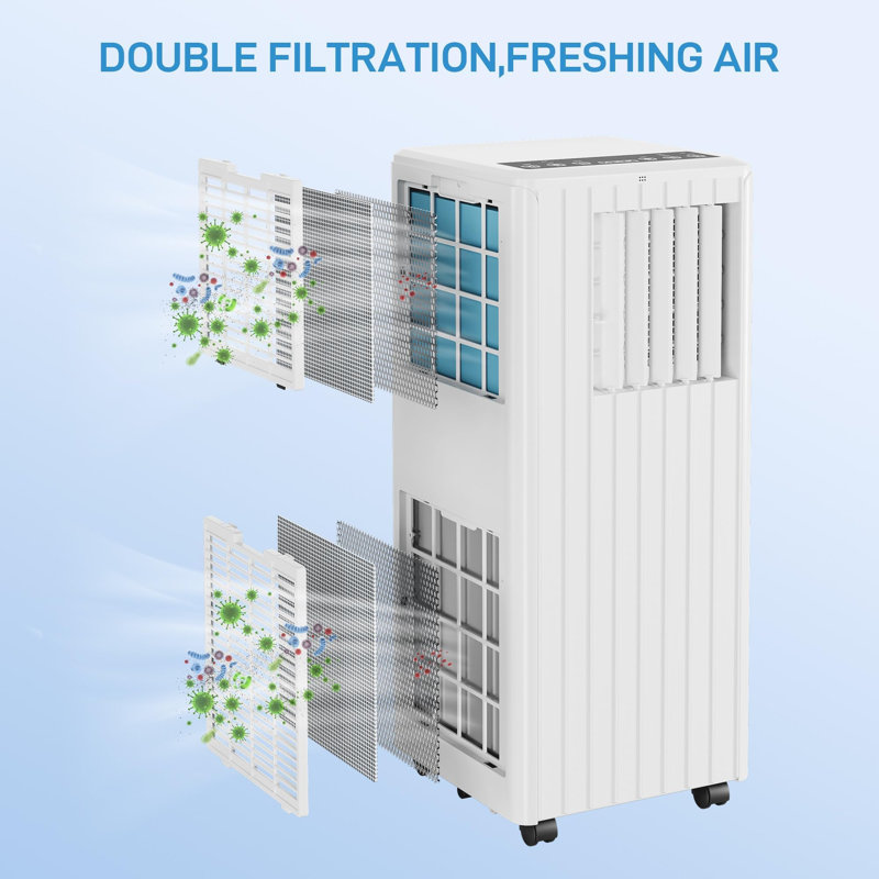 Climatiseur portatif 2 PCS 8 000 BTU, refroidissement 3-en-1, déshumidificateur et ventilateur, fonctionnement silencieux, minuterie 24H, mode veille, télécommande et ensemble de fenêtre, refroidit jusqu'à 350 pieds carrés