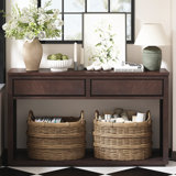Elegant Rustic Console Table with Storage and Open Shelf for Living Room