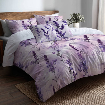 Ensemble de 6 édredons Calming Florals pour adolescents - Ensemble de literie et de coussins Serene Soft Lavender Dreams