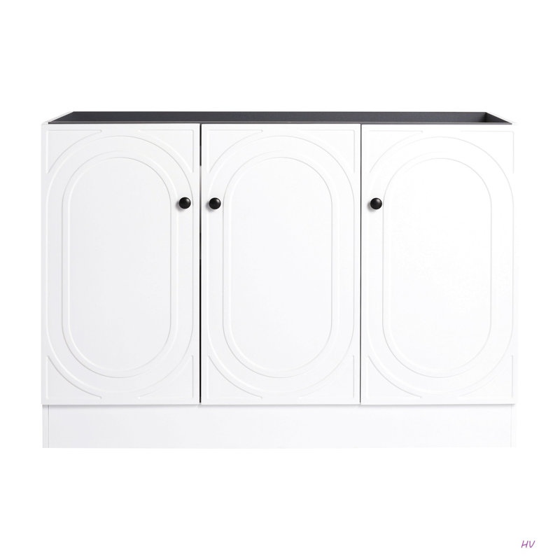 Meuble-lavabo autoportant 48 po et 3 portes d'armoire à fermeture en douceur (emballage KD) - sans le lavabo, Blanc