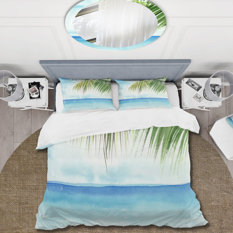 Palm Beach Resort At Dawn III - Ensemble de housse de couette nautique et côtier - Microfibre de polyester
