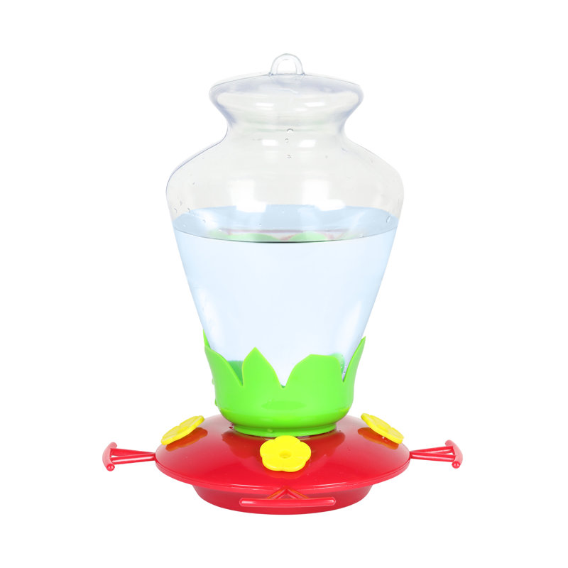 Clear Plastic Hanging Hummingbird Feeder with Red Base