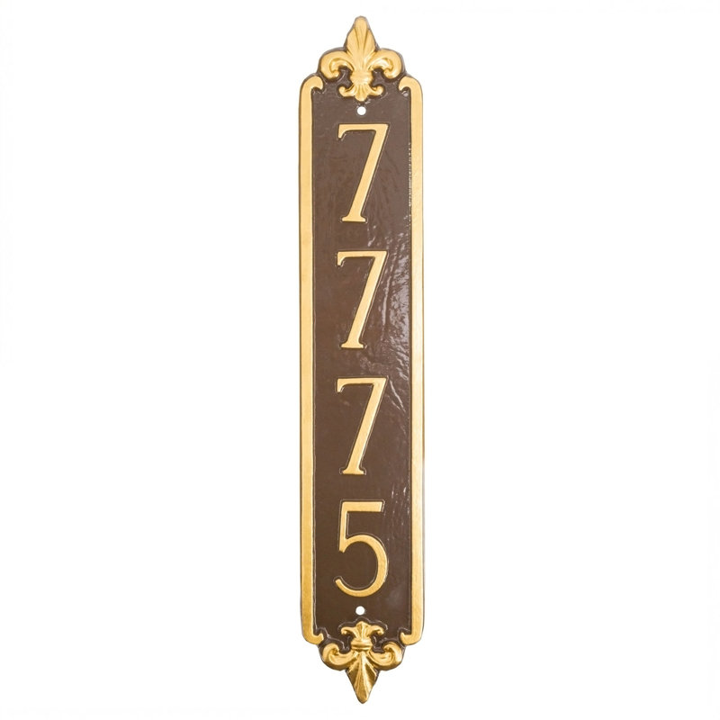 Fleur de Lis 4-Line Wall Address Plaque, Black / Silver, Yes