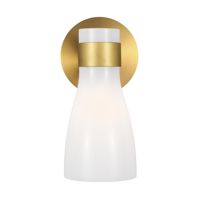 Burnished Brass and Glass Single Light Vanity Sconce