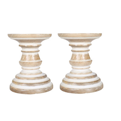 2 Piece Wood Pillar Set