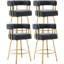 Chaises d'appoint de bureau modernes grises 2 pièces avec pieds carrés dorés, sans roulettes, structure en tissu doré de haute qualité décorative et confortable en molleton