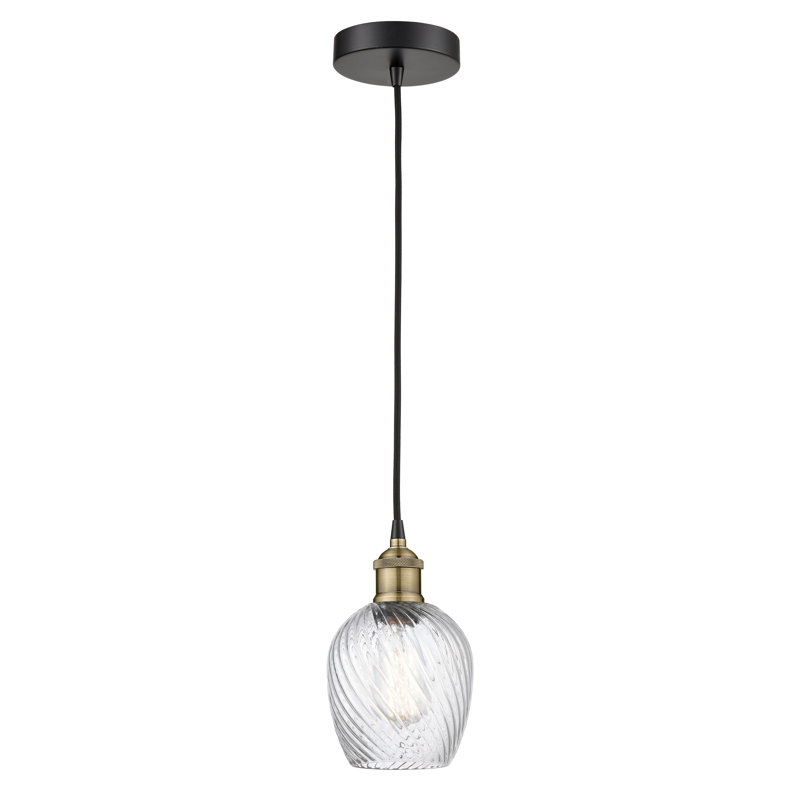 Luminaire suspendu simple à 1 lumière Orianne, Laiton antique noir
