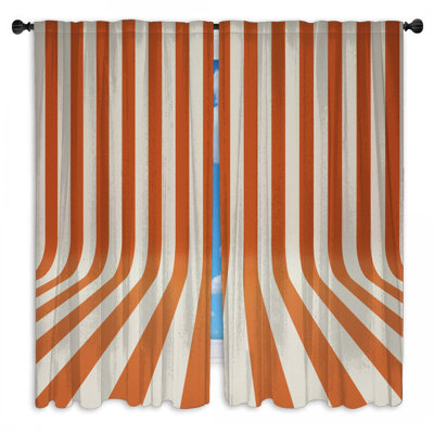 Rideaux obscurcissant orange et blanc à rayures verticales - 2 panneaux