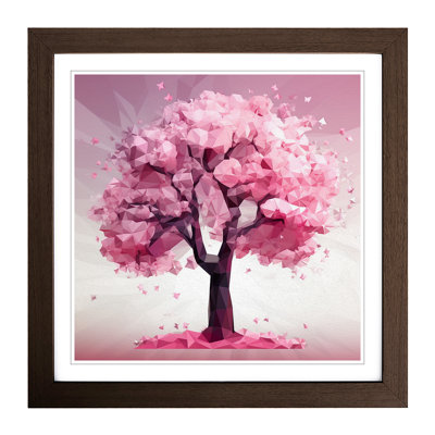 Cherry Blossom Tree Polygon - Framed Print