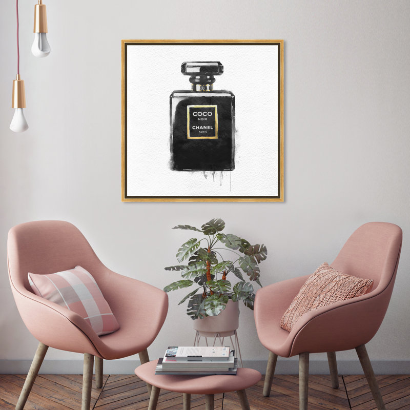 Noir II - peinture sur toile, H 12 po x l 12 po, Cadre doré