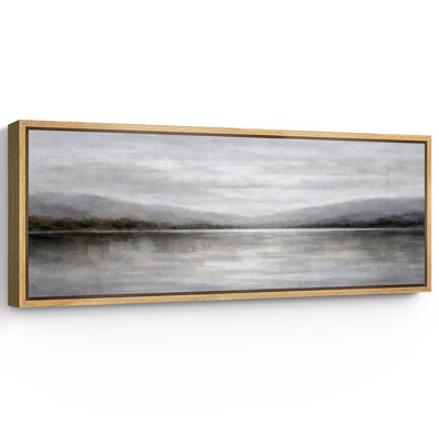 Calm Lake Mountain Landscape Artwork, Modern Bedroom Pictures, Framed Canvas Giclee Print Wall Art