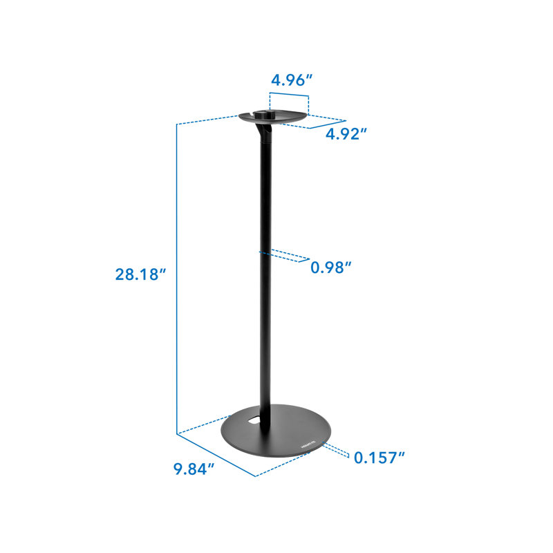 Matte Black Aluminum and Steel Speaker Floor Stand with Cable Management