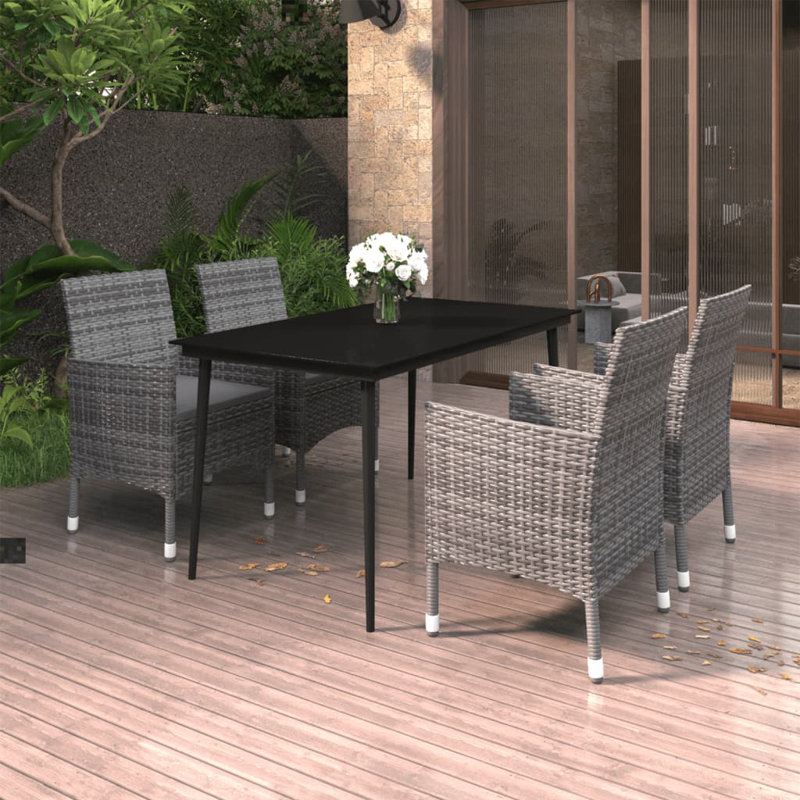 Rectangular 4 - Person 55.1" Long Dining Set, Gray