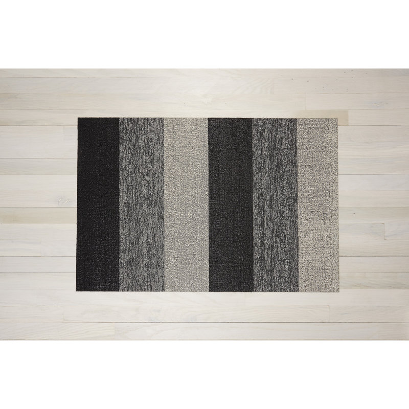 Striped Indoor / Outdoor Doormat, 0.6cm H x 61cm W x 91cm L, Black/Gray