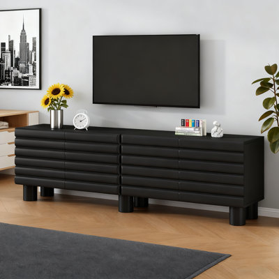 Élégante console à porte ondulée épaisse avec tablettes réglables