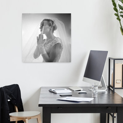 1950S 1960S Side View Of Bride With Hands Together Praying Looking Upward Retro Vintage Wall Art
