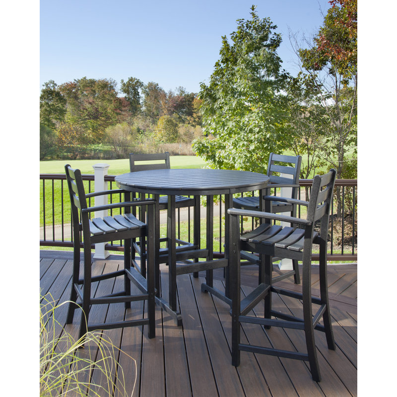 POLYWOOD Round Farmhouse Bar Table, Mahogany, 48"