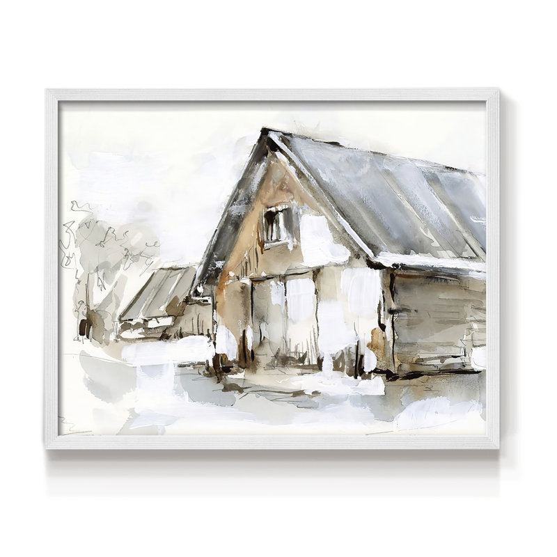 «Dilapidated Barn I», reproduction encadrée, H 11 po x l 14 po, Blanc