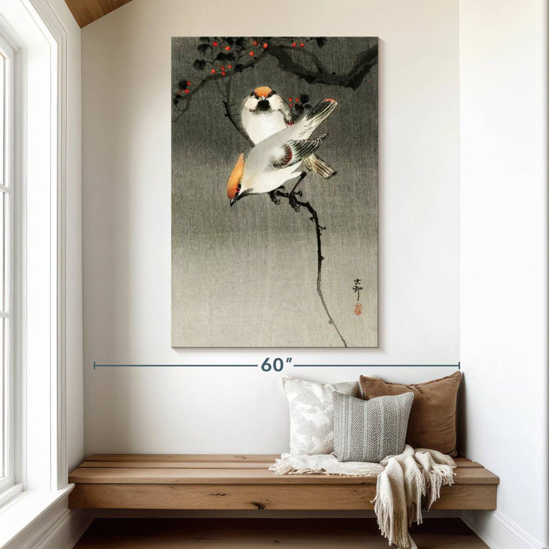 Oiseau cendré bohémien Brampt, H 51 po x l 34 po