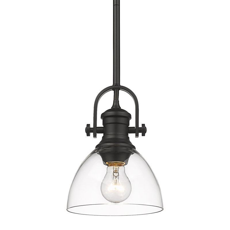 Bales 1 - Light Shaded Pendant, Clear Glass, Matte Black