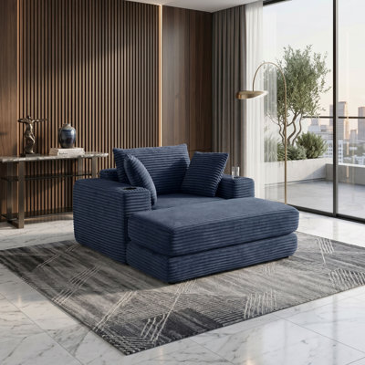 Fauteuil convertible modulaire en velours côtelé et chaise longue en mousse