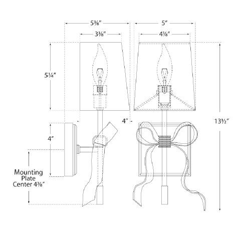 kate spade new york Ellery Gros-Grain Bow Small Sconce, Soft Brass, Cream