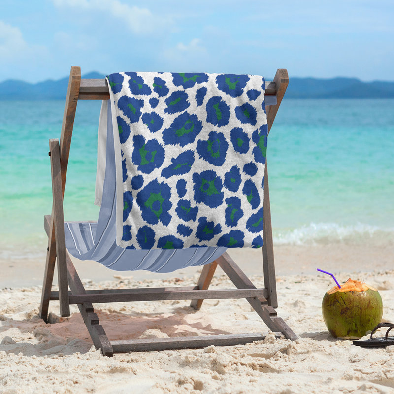 Serviette de plage Holderness, Blanc / Vert / Bleu, Microfibre