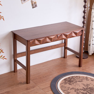 Solid Wood Writing Desk Vintage Rectangular Computer Table for Home Office