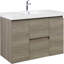 Meuble-lavabo mural de 60 po avec lavabo, meuble de rangement mural avec lavabo à surface solide et tiroirs à fermeture en douceur entièrement assemblés, gris cendré-906391297
