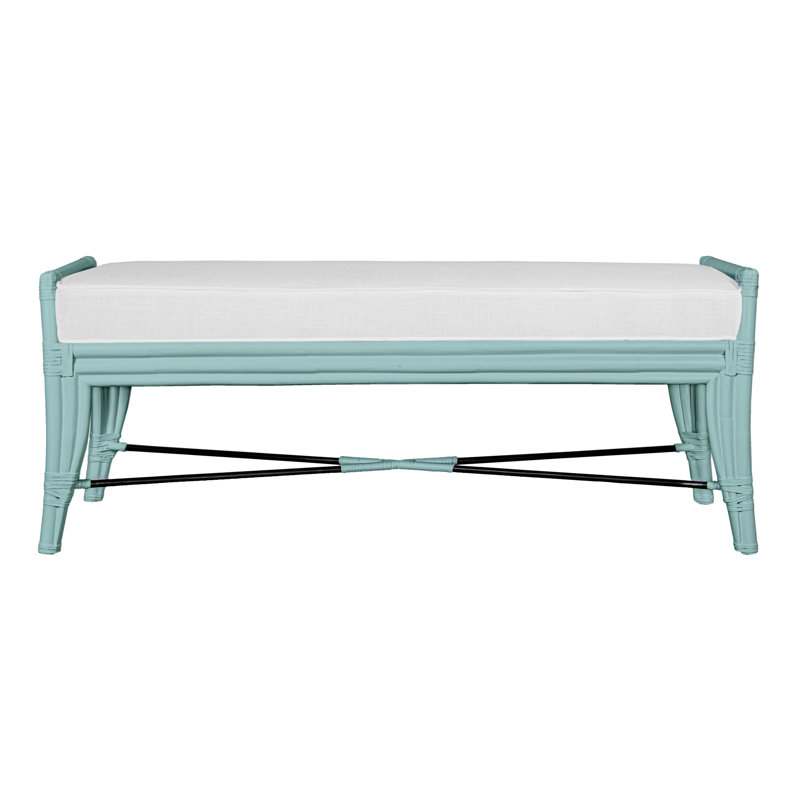 Malacca Upholstered Bench, Seaglass