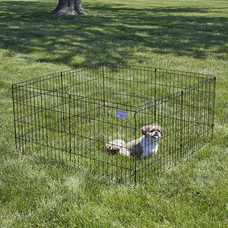 Black Metal Foldable 24-Inch Pet Exercise Pen