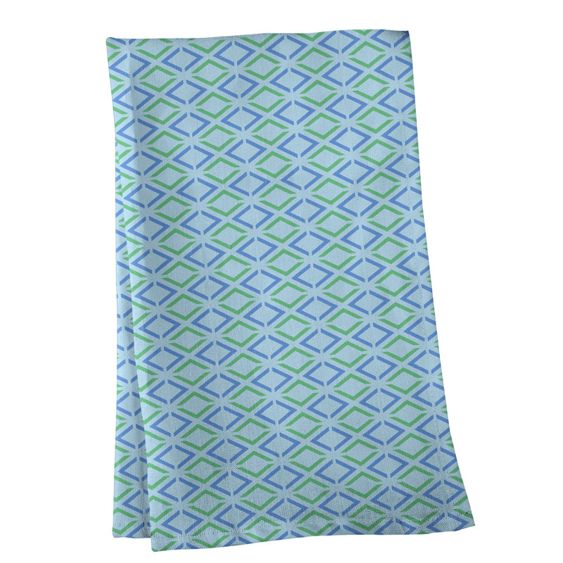 Torchon à losanges Arrow, Polyester sergé, Vert/bleu
