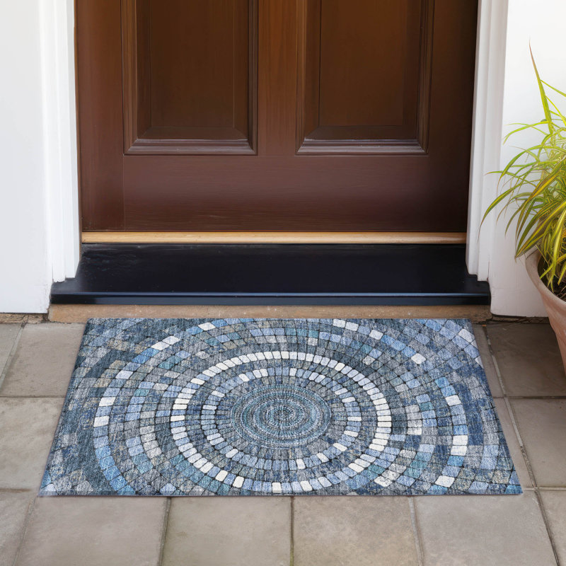 Machine Washable Indoor/Outdoor Husby ACN2216 Geometric Rug, Rectangle 1'8" x 2'6"