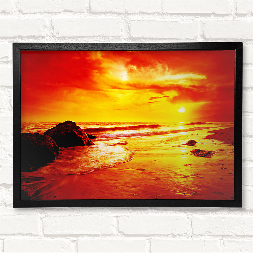 Gerahmtes Leinwandbild Blazing Orange Seas